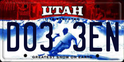 UT license plate D033EN