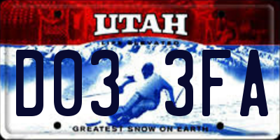 UT license plate D033FA