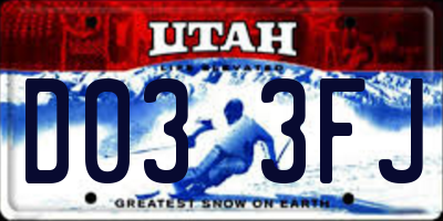 UT license plate D033FJ