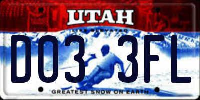 UT license plate D033FL