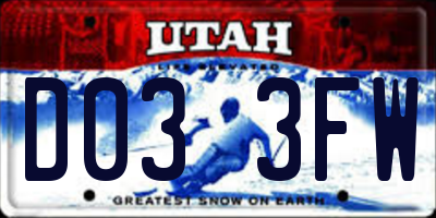 UT license plate D033FW