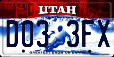 UT license plate D033FX
