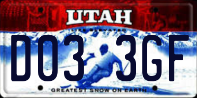 UT license plate D033GF