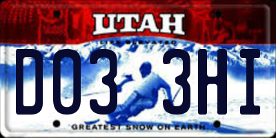 UT license plate D033HI
