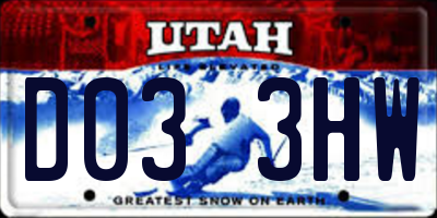 UT license plate D033HW