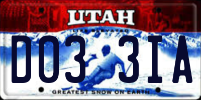 UT license plate D033IA