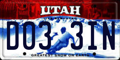 UT license plate D033IN