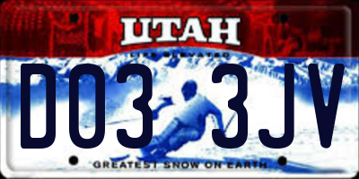 UT license plate D033JV