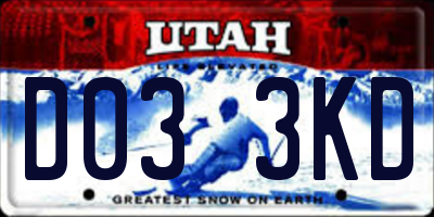 UT license plate D033KD