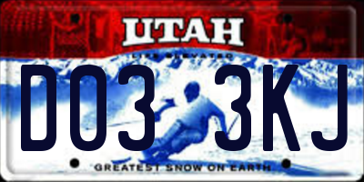 UT license plate D033KJ