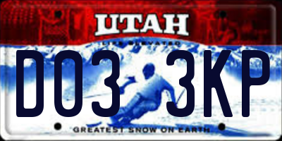 UT license plate D033KP
