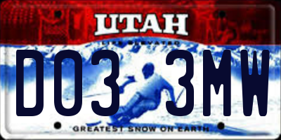 UT license plate D033MW