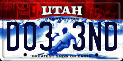 UT license plate D033ND