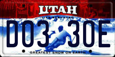 UT license plate D033OE