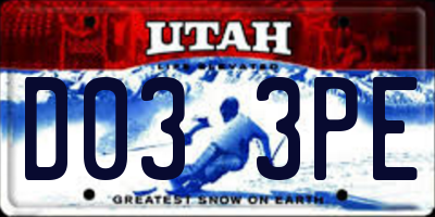 UT license plate D033PE