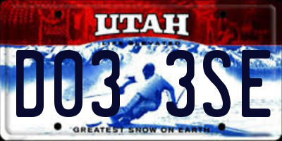 UT license plate D033SE