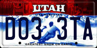 UT license plate D033TA