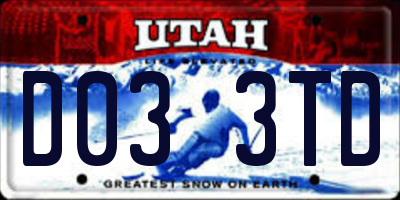 UT license plate D033TD