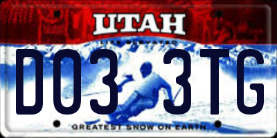 UT license plate D033TG