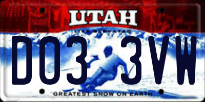 UT license plate D033VW