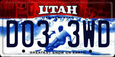 UT license plate D033WD