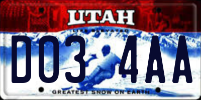 UT license plate D034AA