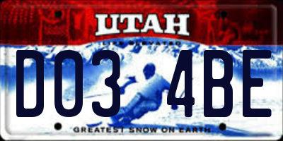 UT license plate D034BE