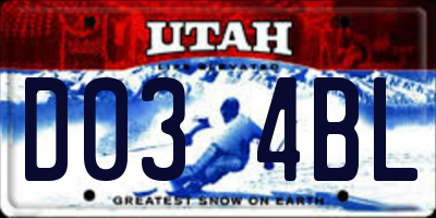 UT license plate D034BL