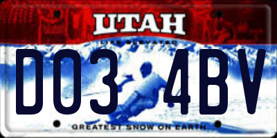 UT license plate D034BV