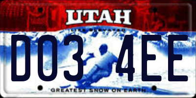 UT license plate D034EE