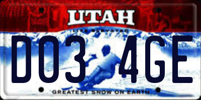 UT license plate D034GE
