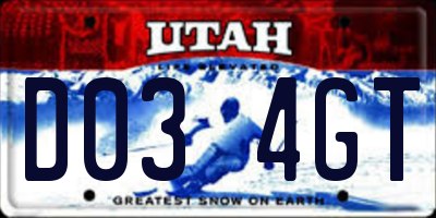 UT license plate D034GT