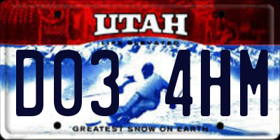 UT license plate D034HM