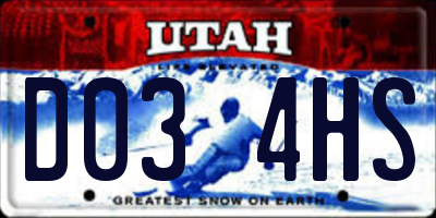 UT license plate D034HS