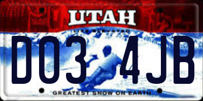 UT license plate D034JB