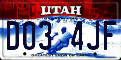 UT license plate D034JF