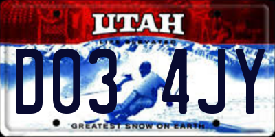 UT license plate D034JY