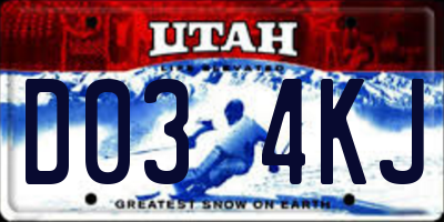 UT license plate D034KJ