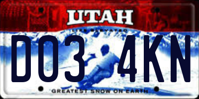 UT license plate D034KN
