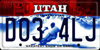 UT license plate D034LJ