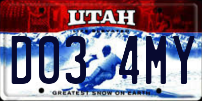 UT license plate D034MY