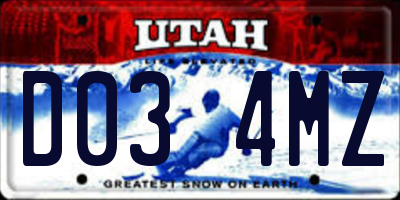 UT license plate D034MZ