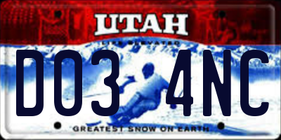 UT license plate D034NC