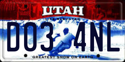 UT license plate D034NL