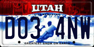 UT license plate D034NW