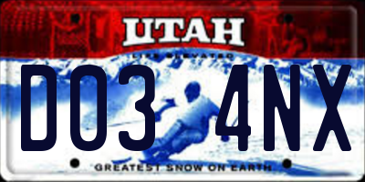 UT license plate D034NX