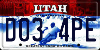 UT license plate D034PE