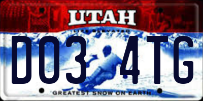 UT license plate D034TG