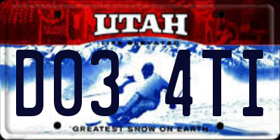 UT license plate D034TI