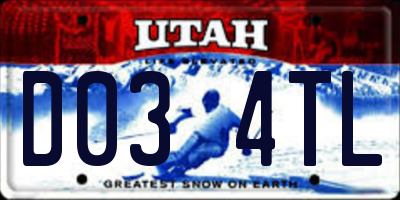 UT license plate D034TL